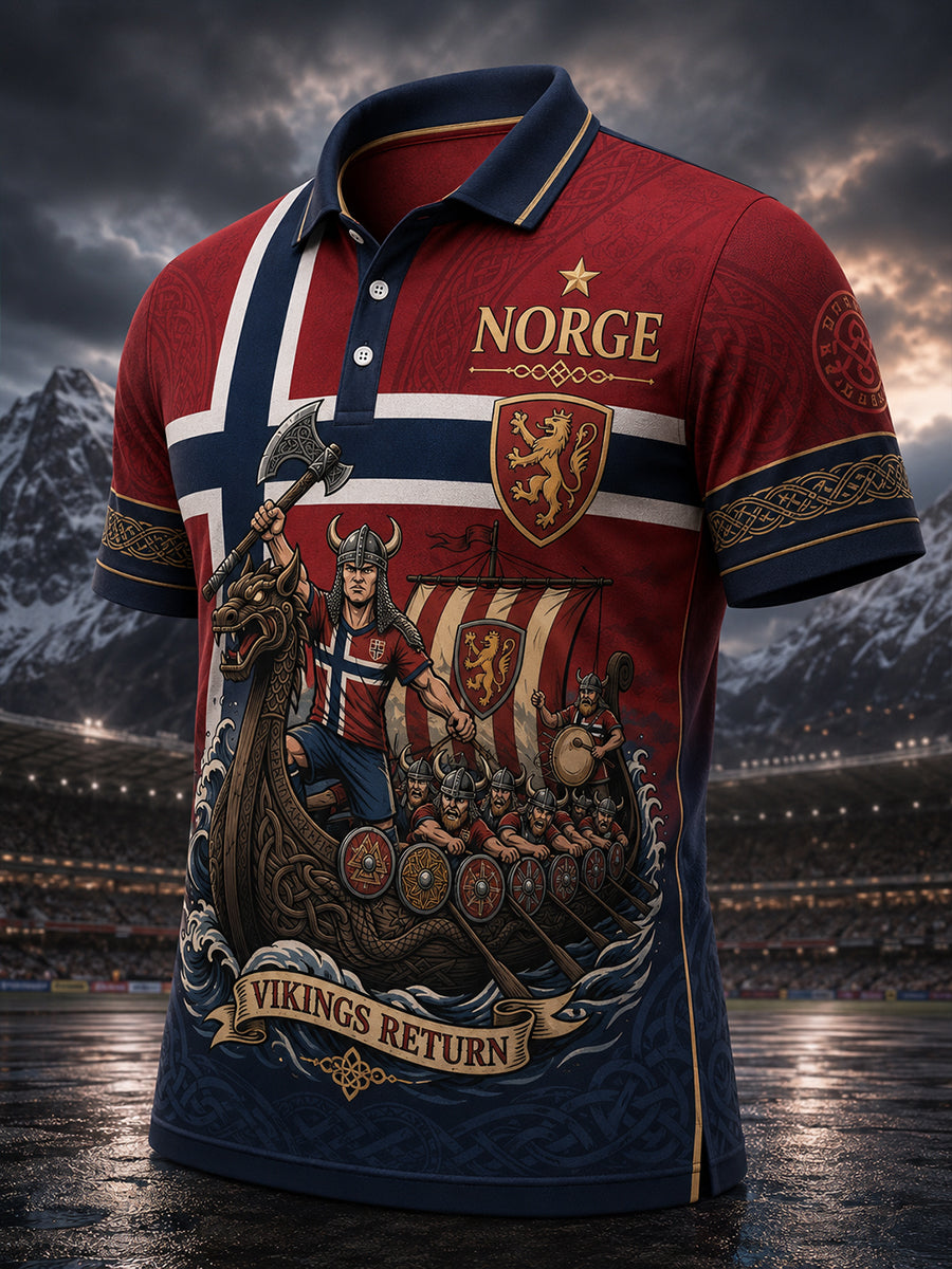 Menns norske vikingtema patriotiske kunst print Polo skjorte