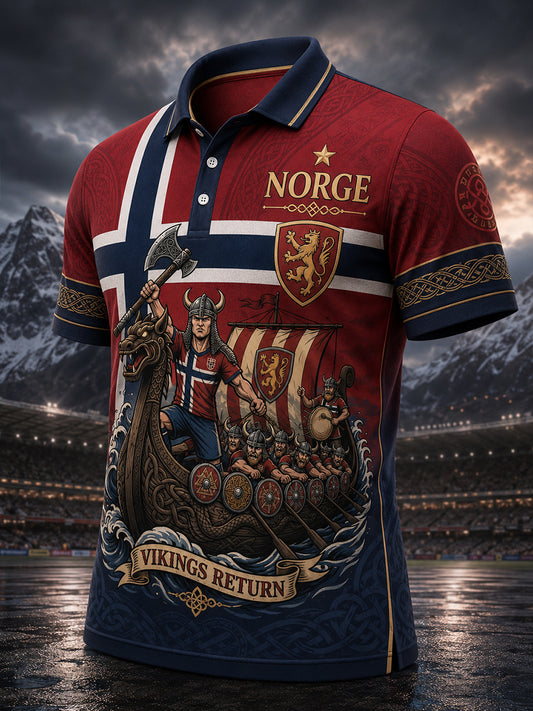 Menns norske vikingtema patriotiske kunst print Polo skjorte