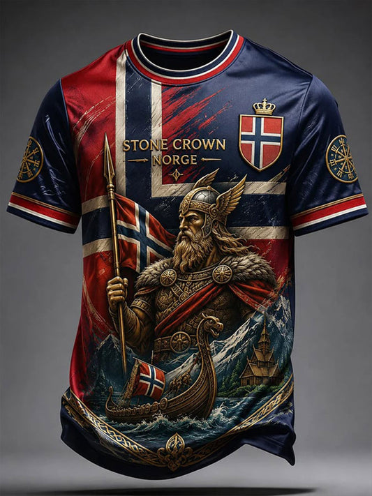 Menns Stone Crown Norge Kort sees T-skjorte