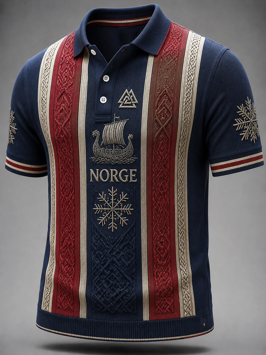 Retro norske skip Viking Totem Polo skjorte
