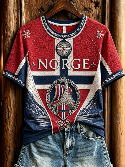 Kvinner Retro norsk viking klassisk tilfeldig T-shirt