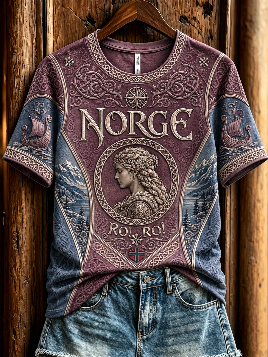 Kvinner Retro norsk vikingatotelem T-shirt