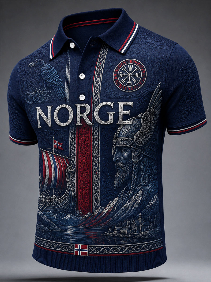 Klassisk polo skjorte Inspirert av den norske vikingeånden Retro Norsk