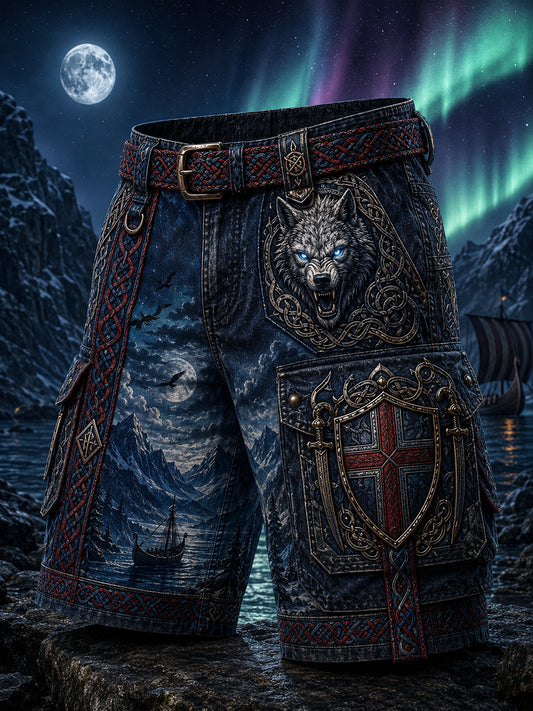 Retro nordisk kunsttrykk i vikingstil – uformelle shorts