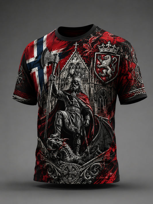 Mannens St. Olaf-dag minnekunst Skriv ut T-shirt