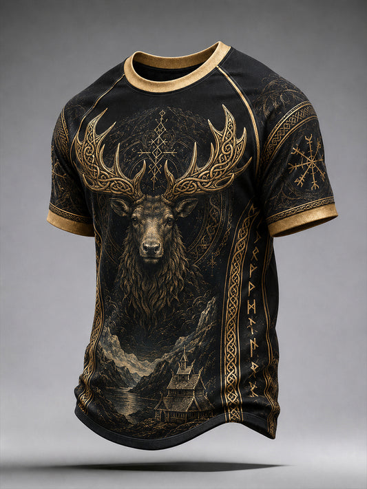 Retro nordisk vikingstil grafisk hverdags-T-skjorte