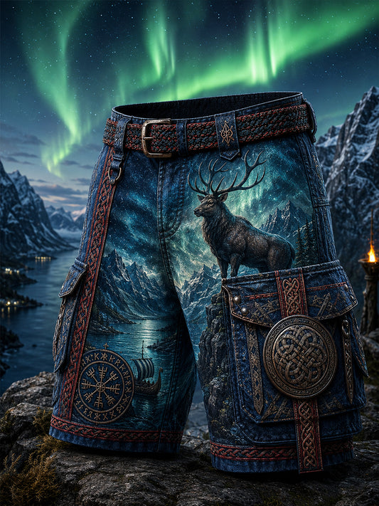 Retro Nordic Viking-stil kunst Skriv ut Casual Shorts