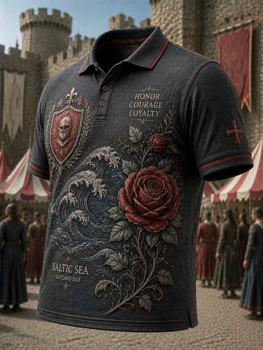 Mäns Vintage Svensk medeltida vecka Konst mönster Polo tröja