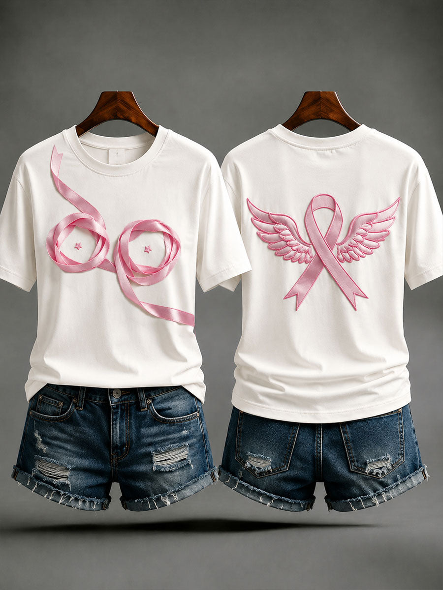 Kvinnors kreativa rosa band bröstcancer medvetenhet T-Shirt