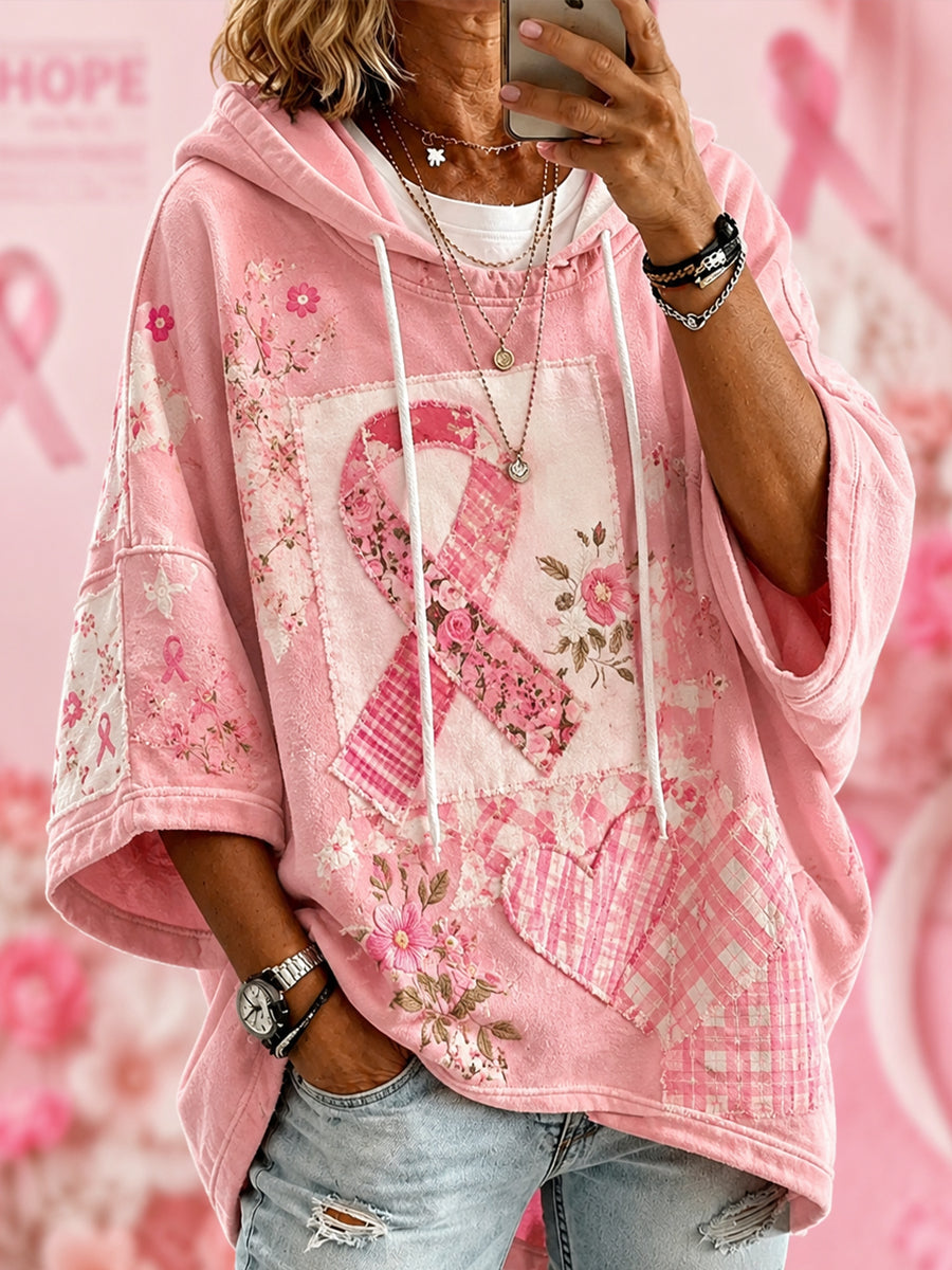Kvinnors bröstcancer stöd Feral och Fighter Casual Loose Hoodie.