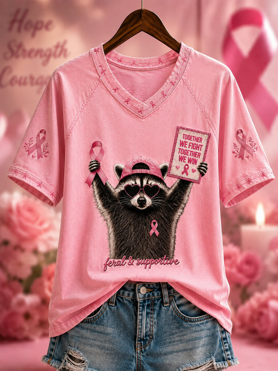 Stöd för bröstcancer hos kvinnor – Feral And Fighter T-shirt med kort ärm