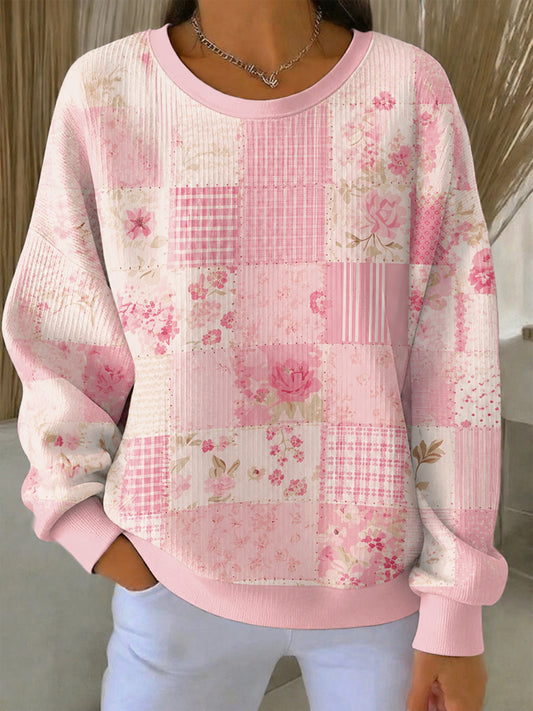 Kvinnors bröstcancer Rosa blommor Skriv ut Casual Sweatshirt