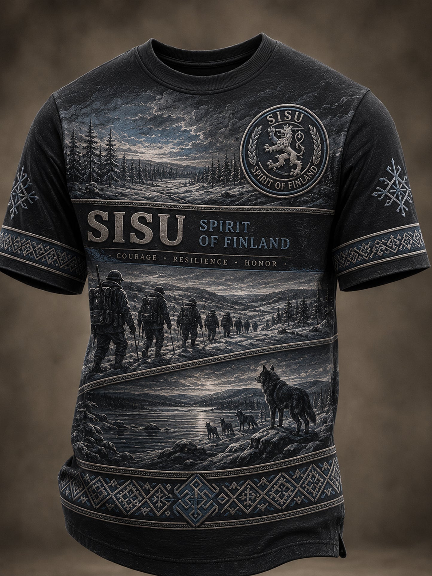 Herrtröja med finsk veteran-Sisu-patriotiskt konsttryck