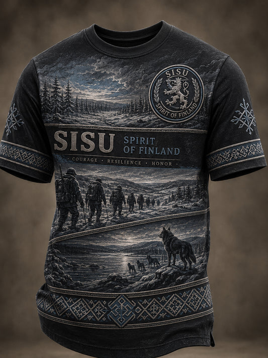 Herrtröja med finsk veteran-Sisu-patriotiskt konsttryck