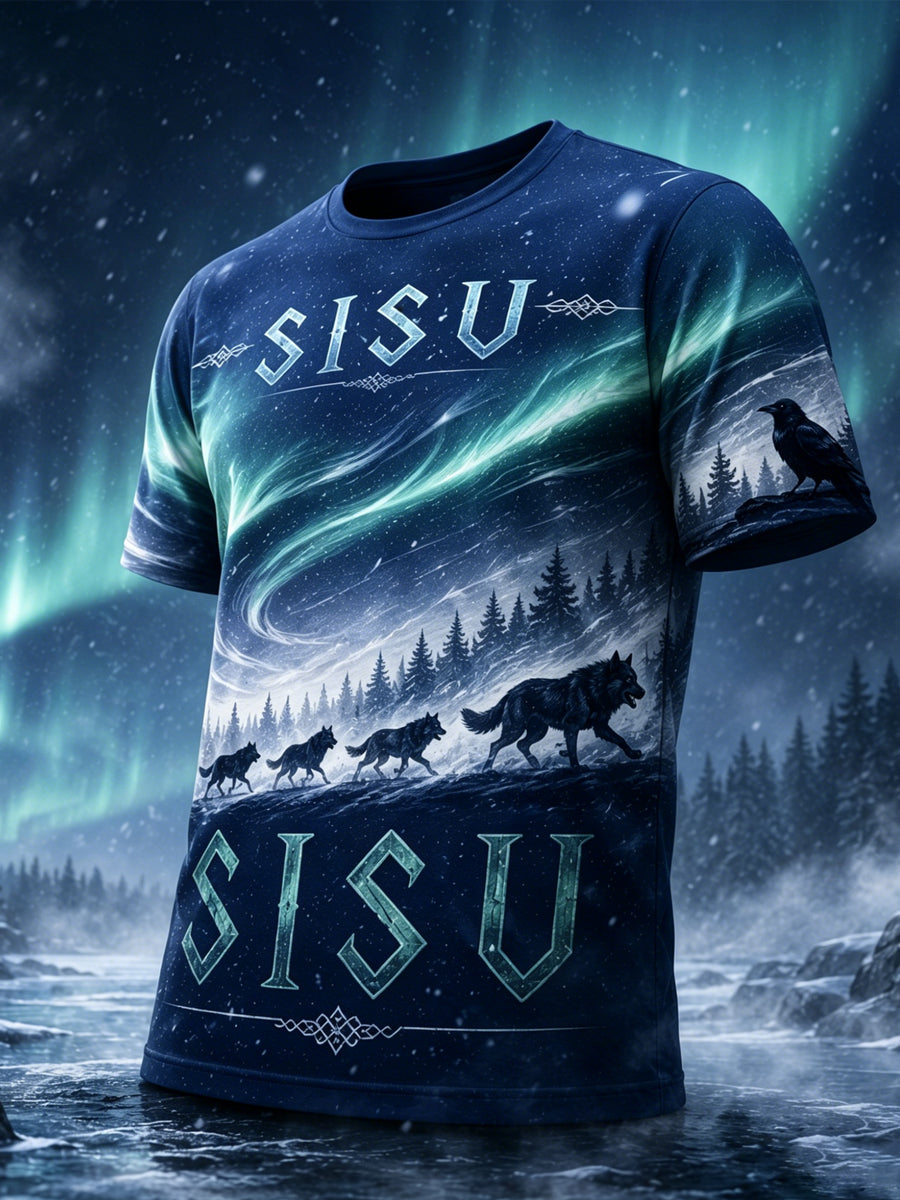 Miesten suomalainen Veteran Sisu Element Art Print Lyhyhiha T-paiti