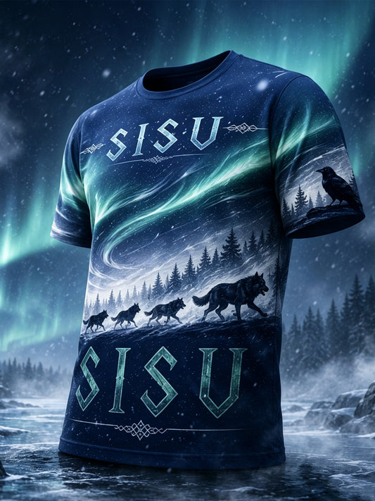 Miesten suomalainen Veteran Sisu Element Art Print Lyhyhiha T-paiti