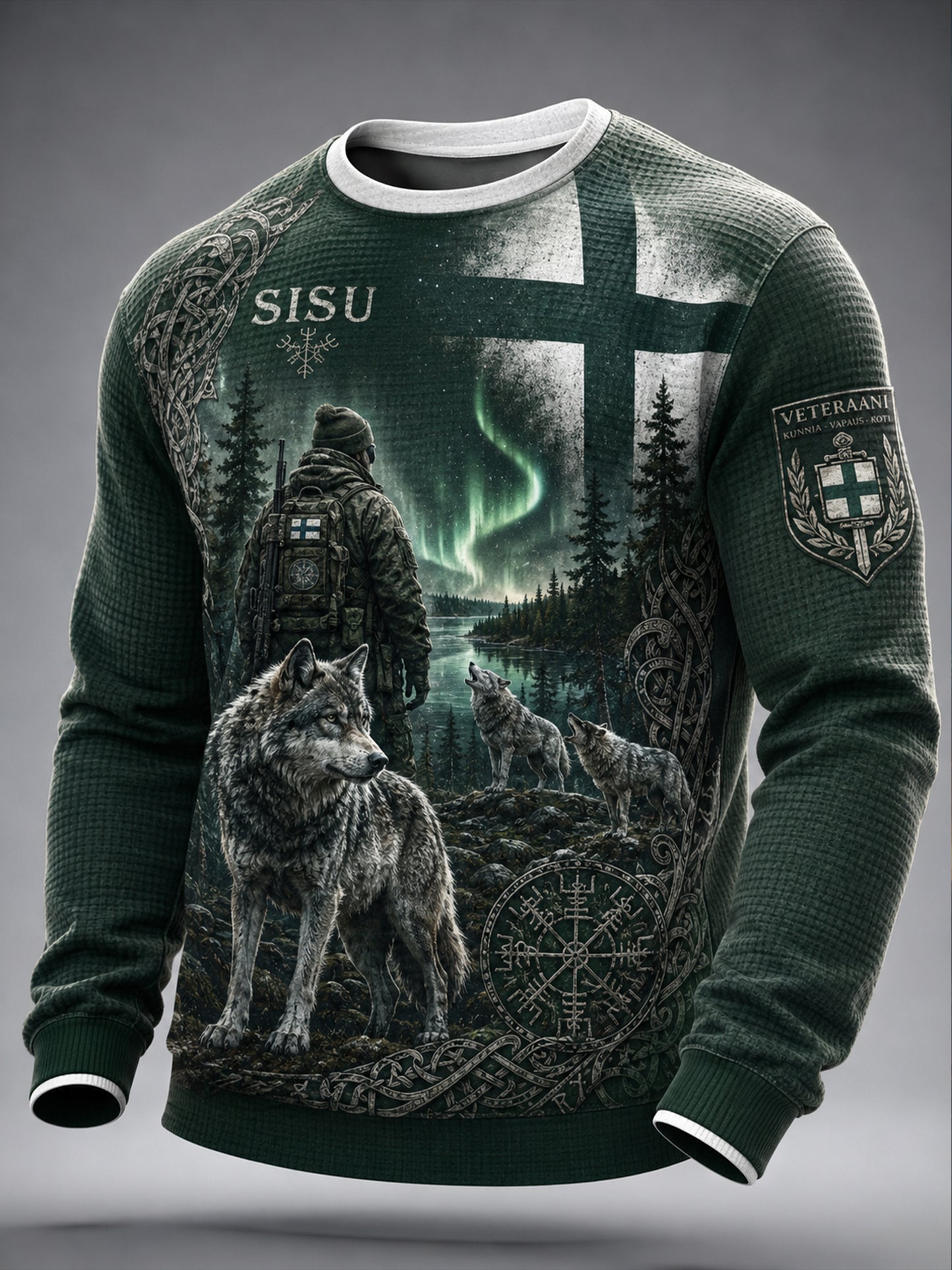 Mäns Sisu Patriotisk konst Skriv ut Casual T-shirt (finska veteranelement)