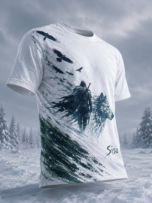 Miesten suomalainen veteraani Sisu Element Art Print T-paiti