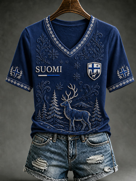 Naisten Suomi Lover Short Sleeve T-paita