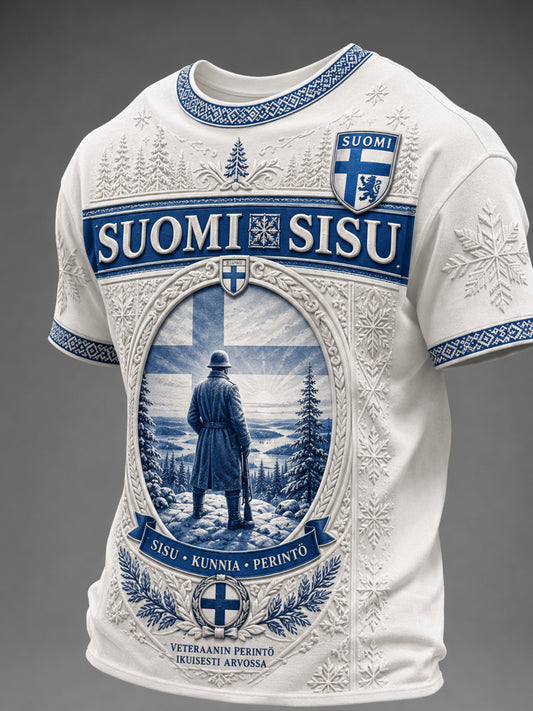 Herrtröja med konsttryck – Sisu Element Heritage Spirit (Finsk veteran)