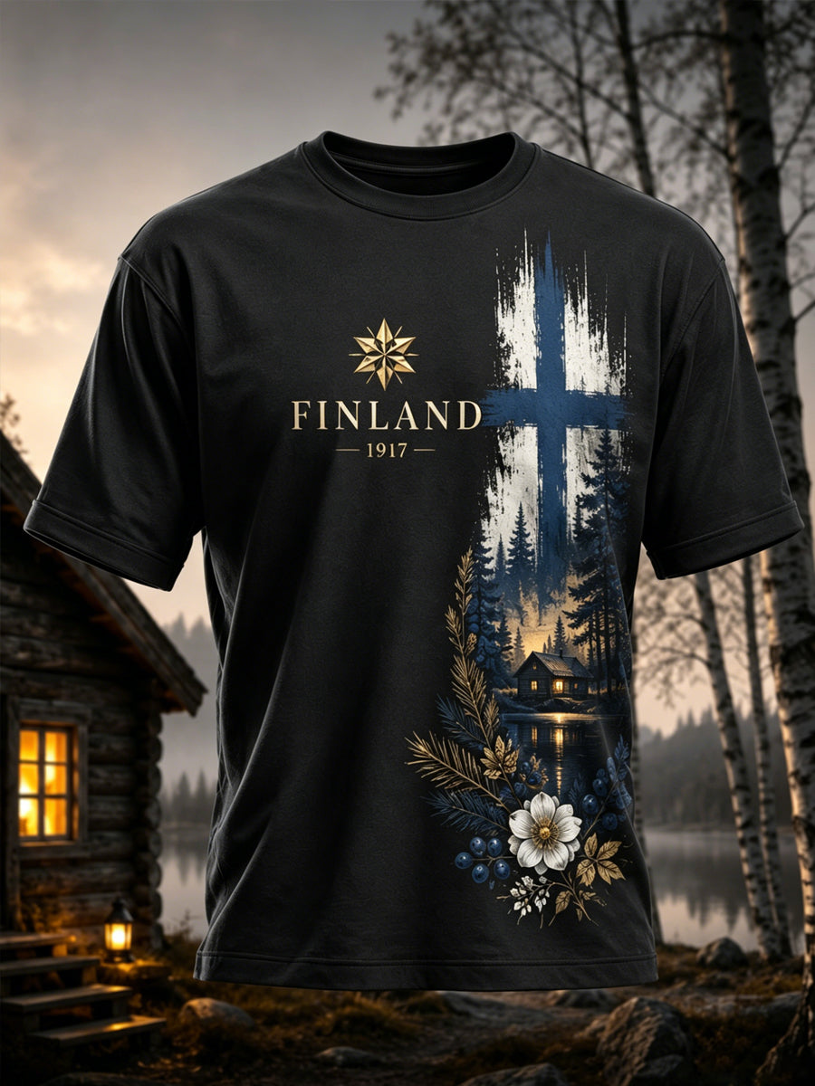 Miesten suomalainen veteraaniperintö -taidepainatus T-paita