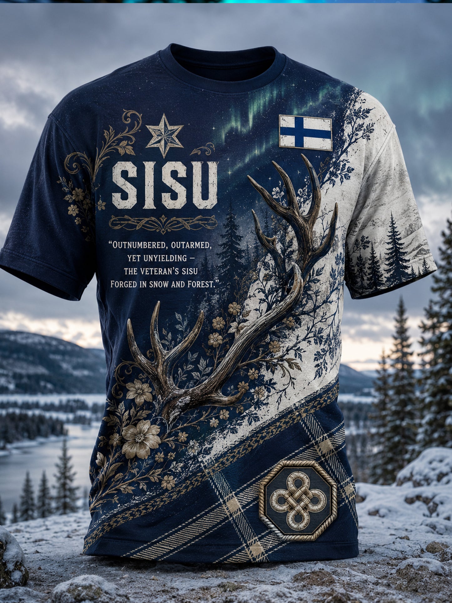 Miesten Sisu Suomen perintö Veteran elementit Taide Tulosta T-paiti