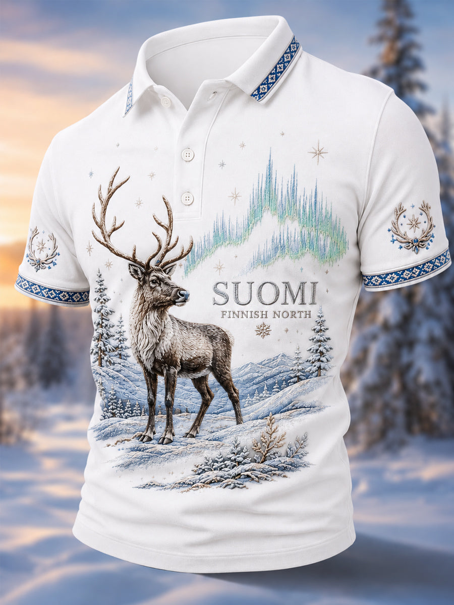 Miesten suomalainen Lapin poro Scenic Polo-paita