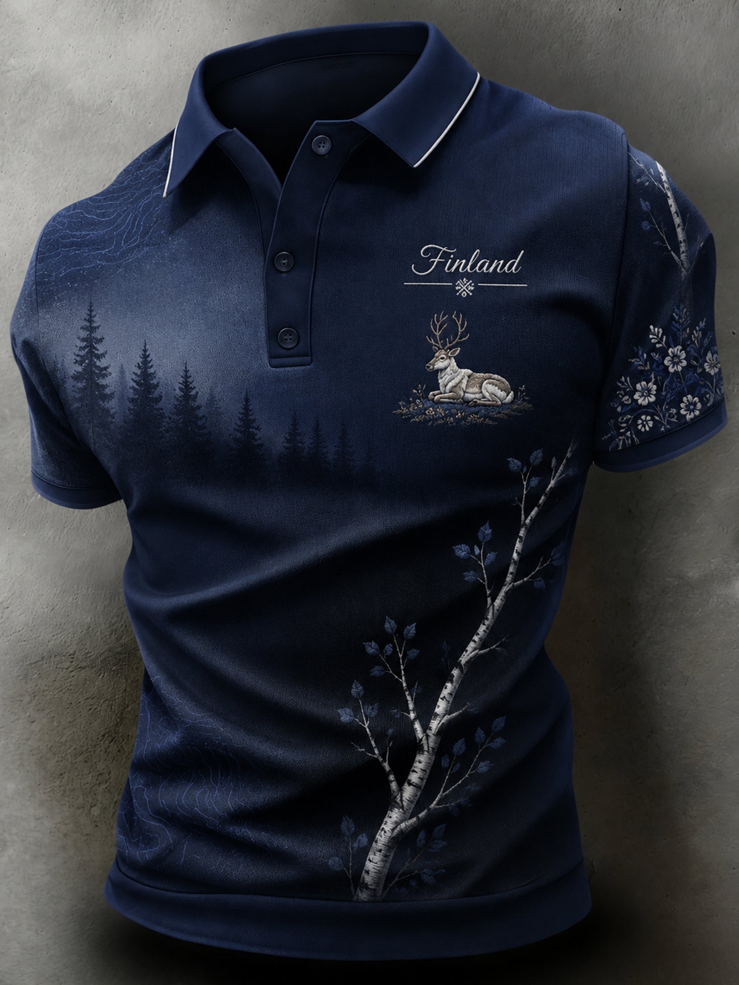 Miesten suomalainen Minimalistinen poro Motif Muistotaide Print T-paiti