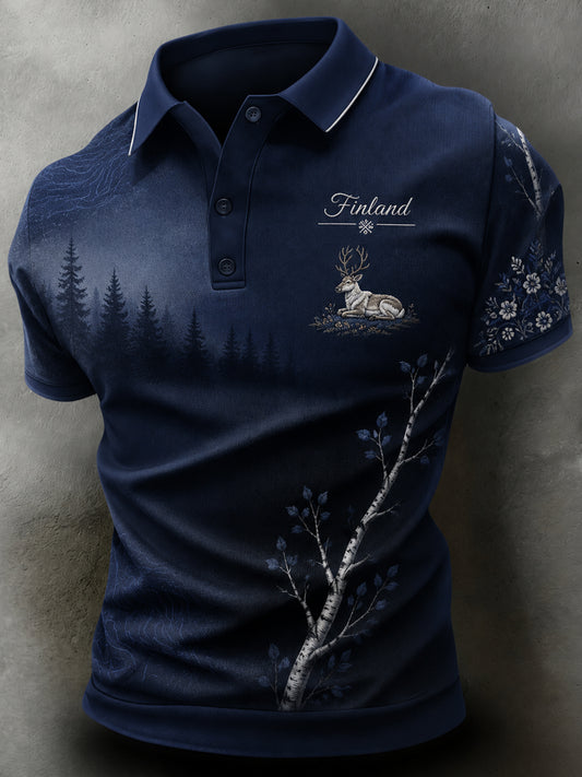 Miesten suomalainen Minimalistinen poro Motif Muistotaide Print T-paiti