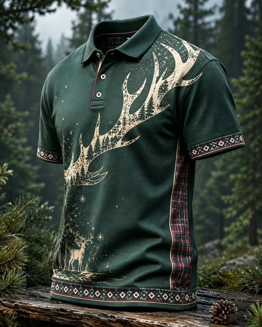 Miesten suomalainen arktinen poro Element Art Print Polo Print