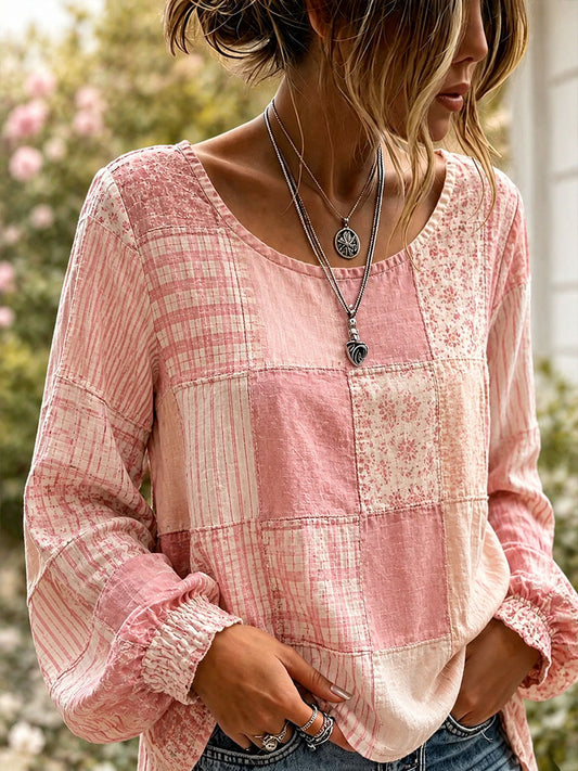 Dams Elegant Broderad Konstlinneblus