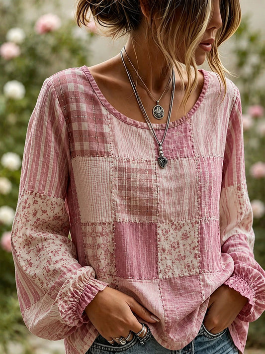 Dams Elegant Broderad Konstlinneblus