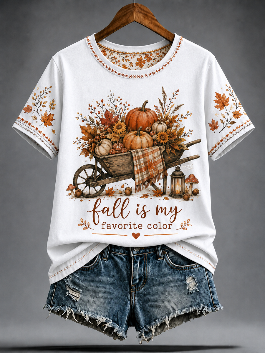 Kvinnors höst är min favoritfärg Målade kortärmade t-shirt