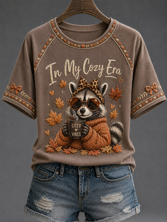 Kvinnors fall Raccoon i min mysiga era rund hals kort ärm T-shirt