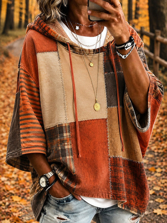Kvinnors fall Patchwork konst Hoodie