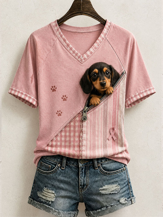 Kvinnors söta blåhund mönster mönster mönster konst T-shirt