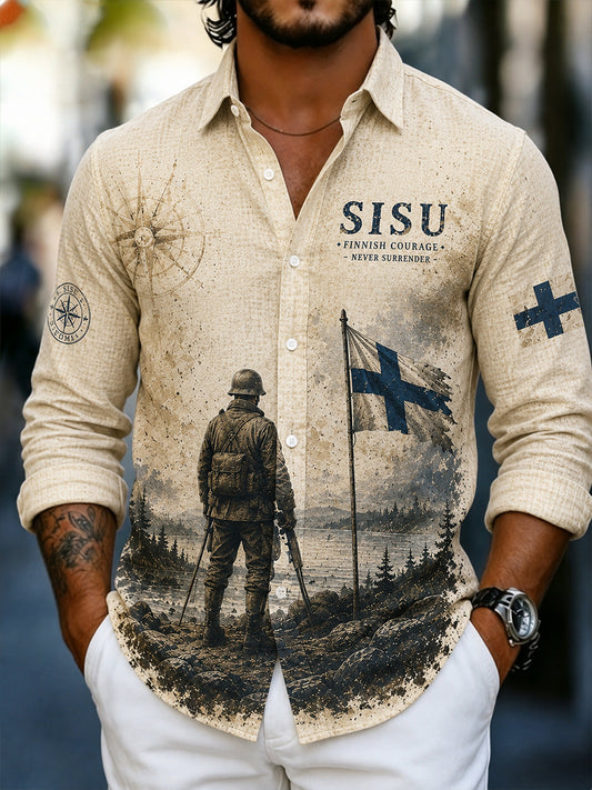 Miesten Sisu Veteran Henki Art Tulosta pitkähiha paita