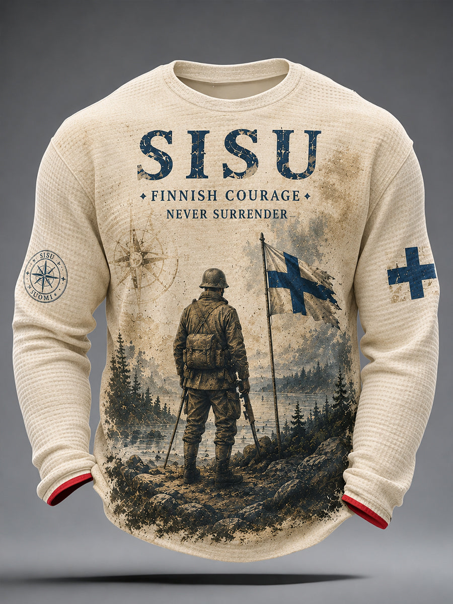 Miesten SISU Casual Top taiteelliset sormukset Suomen veteraanin tyylissä