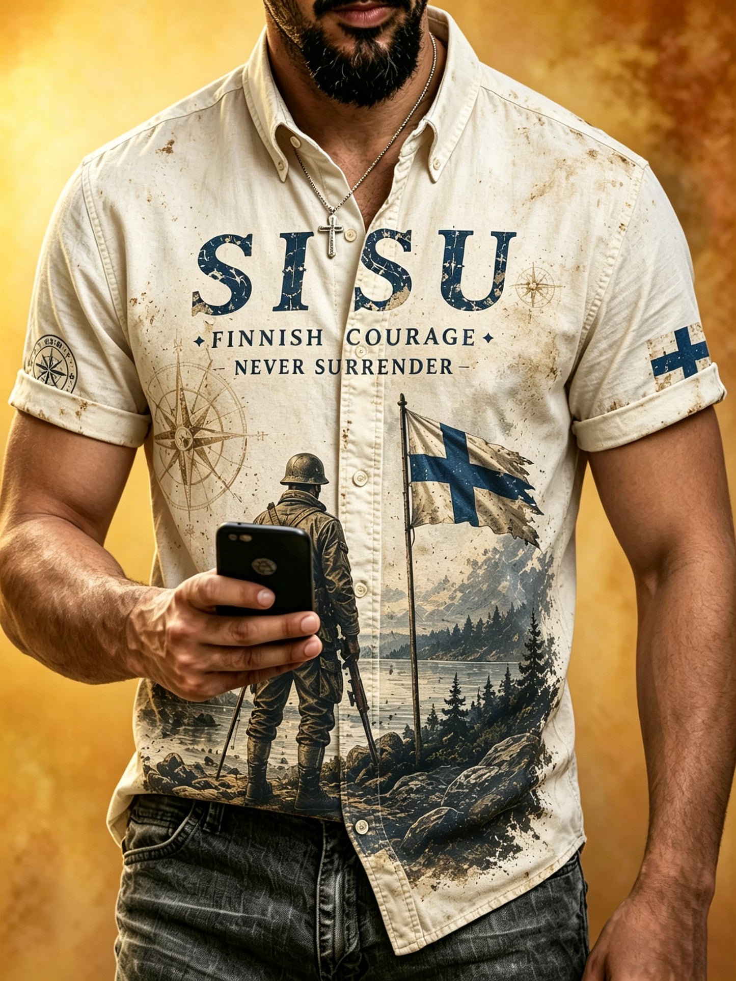 Miesten Sisu Veteran Henki Perintö Art Print Short-Sulf