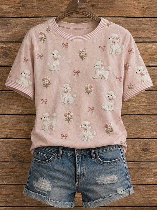 Kvinnors blomsterpudel T-shirt