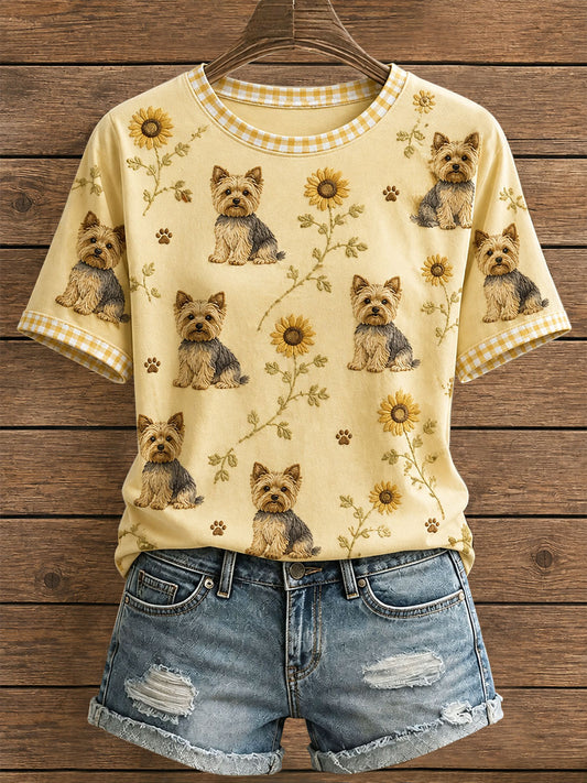 Kvinnor Floral Yorkie T-shirt
