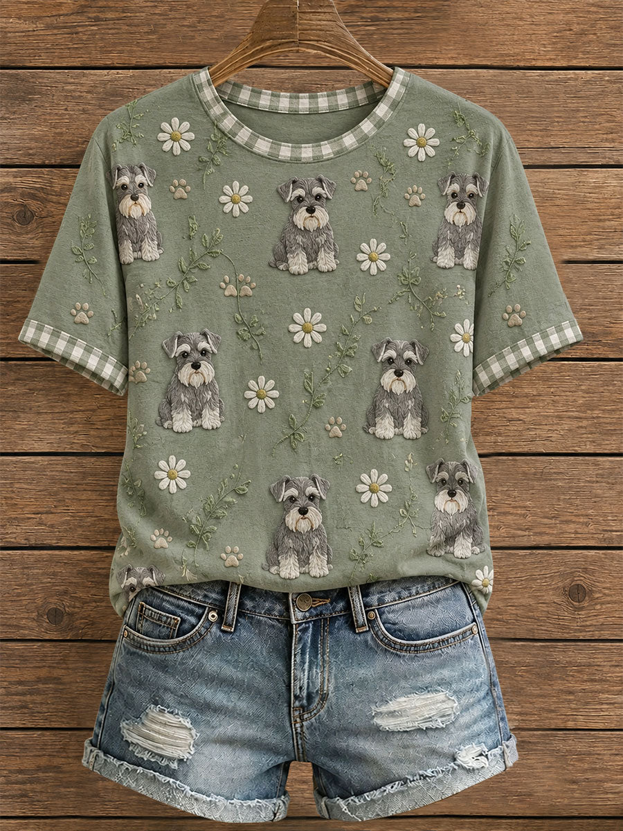 Kvinnors blomster Schnauzer T-shirt