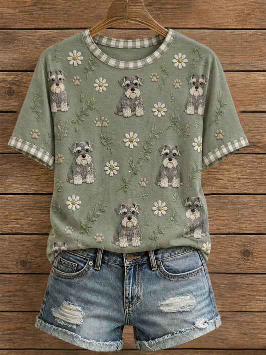 Kvinnors blomster Schnauzer T-shirt