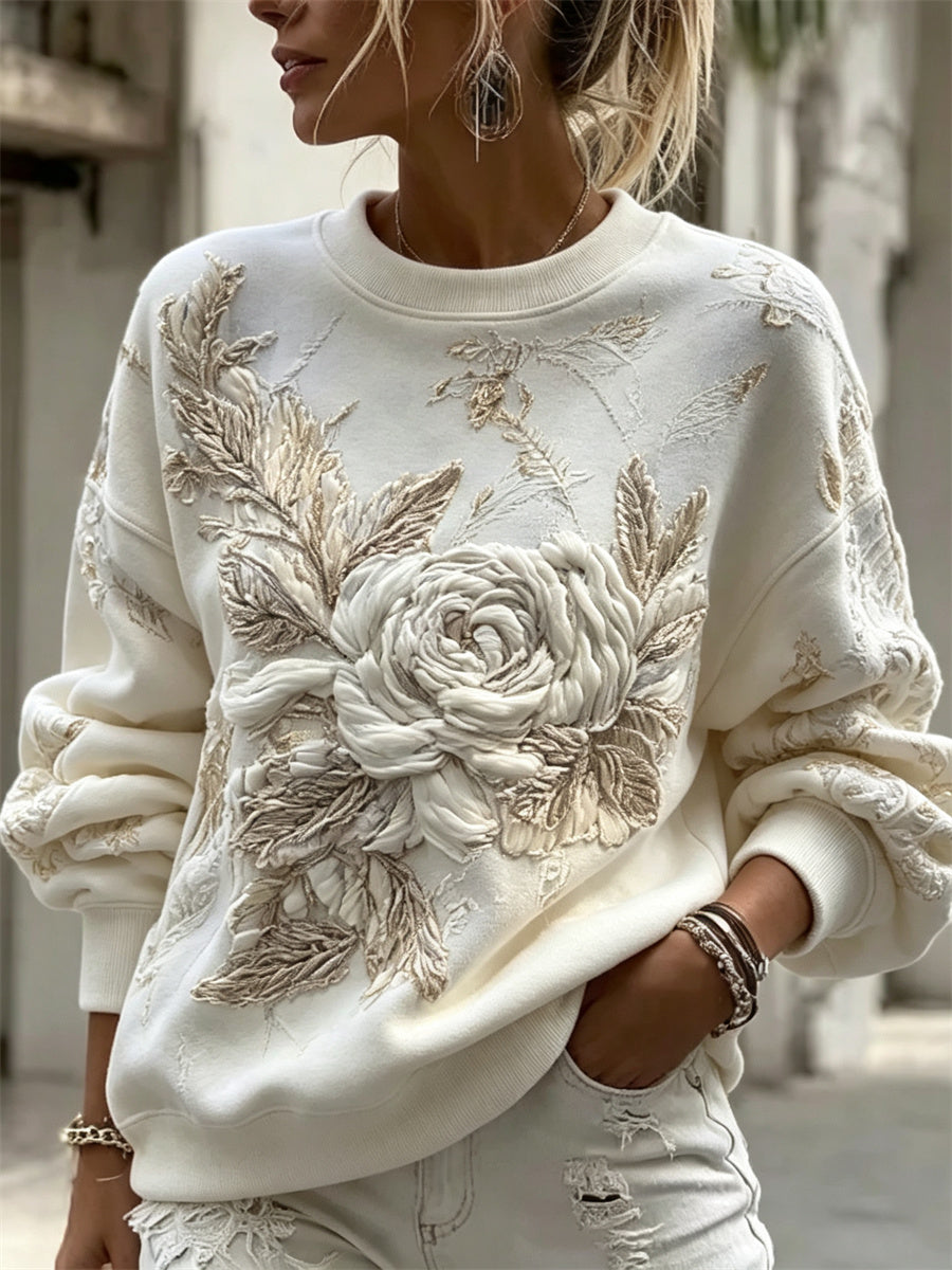 Kvinnors klass Boho Vita rosa konst Print Sweatshirt