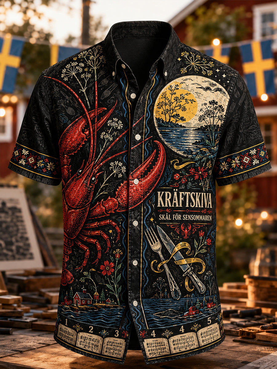Herrens svenska kräftsparti Casual skjorta Kort ärm