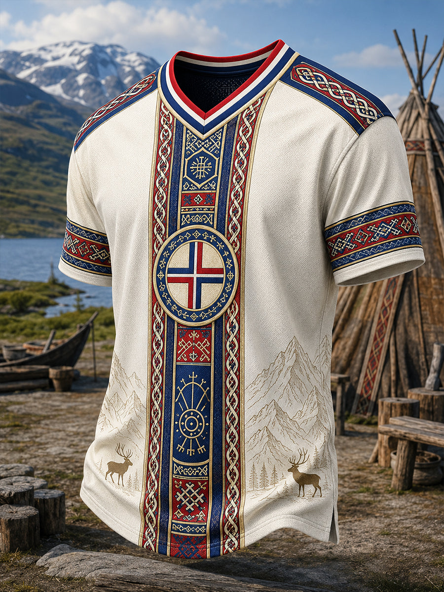 Mäns norska samiska kulturella element Konst Skriv ut T-shirt