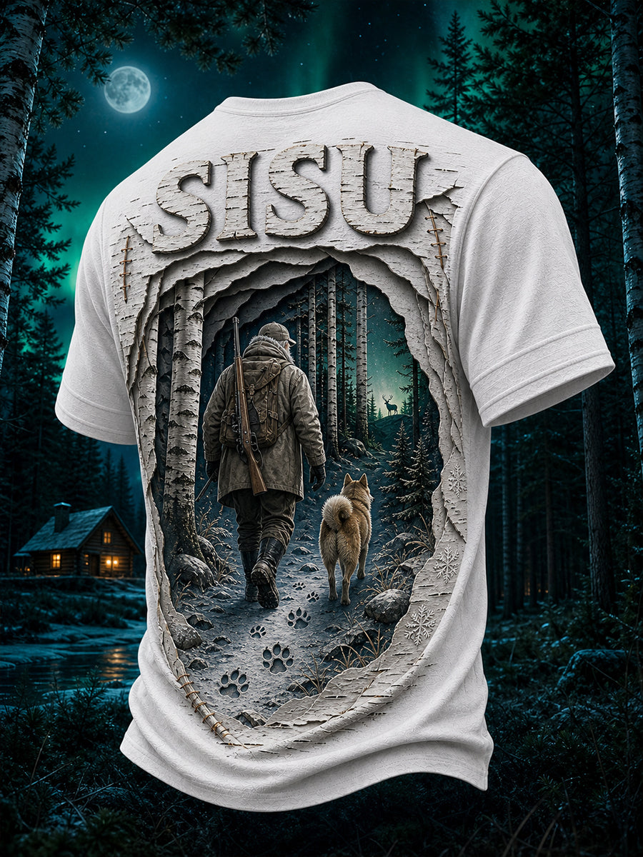 Retro suomalainen taidetuloste rento t-paita