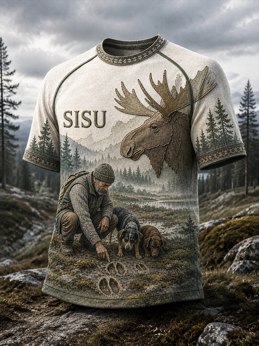Retro suomalainen taidetuloste rento t-paita