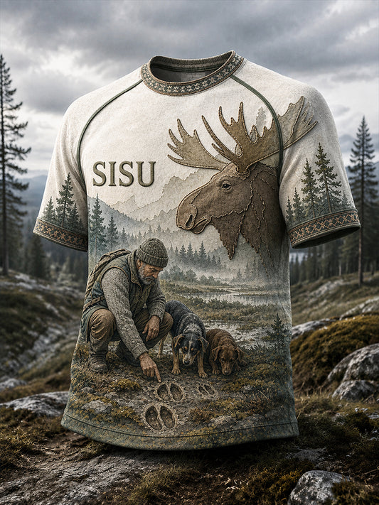 Retro suomalainen taidetuloste rento t-paita