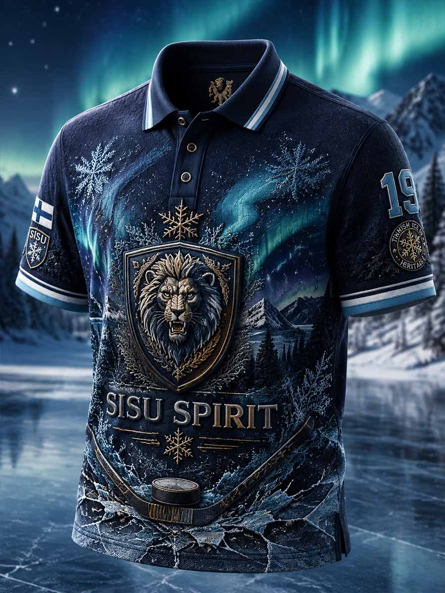 Miesten muoti Suomi Jääkiekkootti Painettu Polo-paita